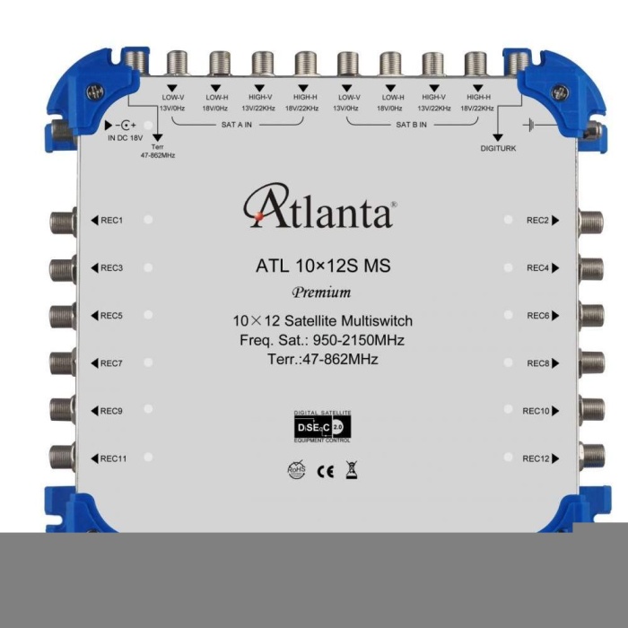 Atlanta 10/12 10x12 Santral Merkezi Sistem Multiswitch ( Sonlu / Karasal Aktif ) + Adaptör