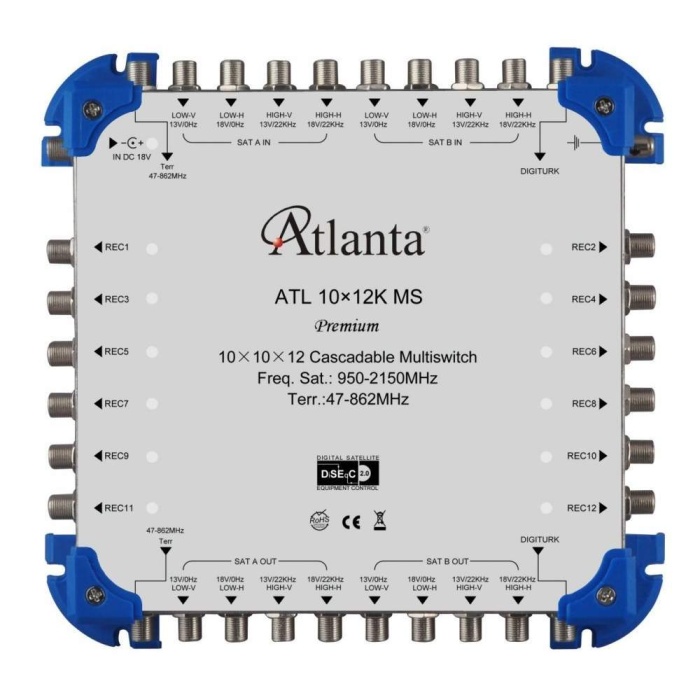 Atlanta 10/12 10x12 Santral Merkezi Sistem Multiswitch ( Geçişli Kaskatlı / Karasal Aktif )