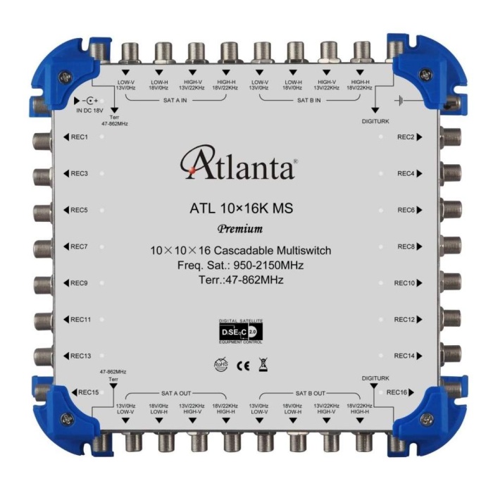 Atlanta 10/16 10x16 Santral Merkezi Sistem Multiswitch ( Geçişli Kaskatlı / Karasal Aktif )