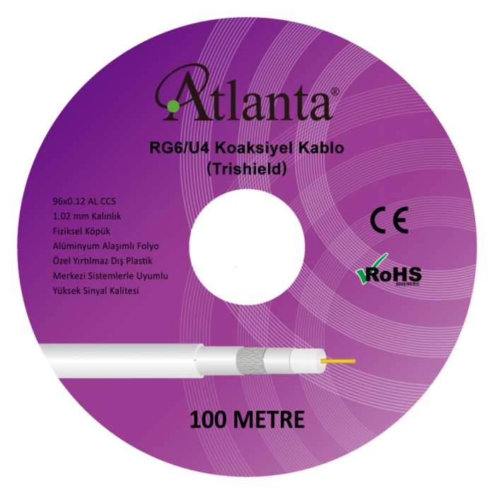Atlanta RG6/U4 96 Tel CCS Anten Kablosu (100 Metre)