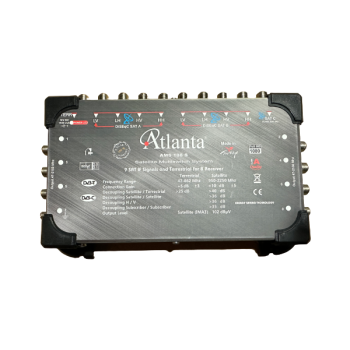 Atlanta 10/8 10x8 Santral Merkezi Sistem Multiswitch ( Sonlu / Karasal Aktif ) + Adaptör