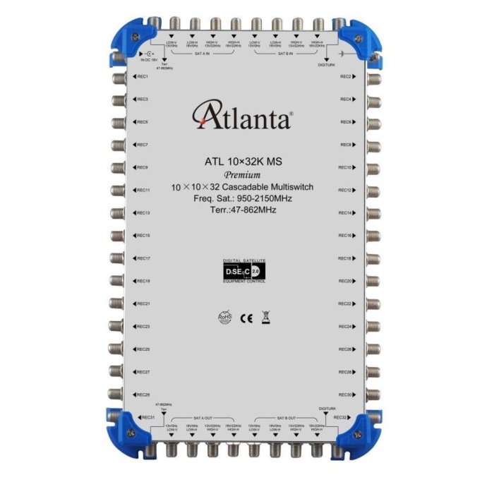 Atlanta 10/32 10x32 Santral Merkezi Sistem Multiswitch ( Sonlu ) + Adaptör