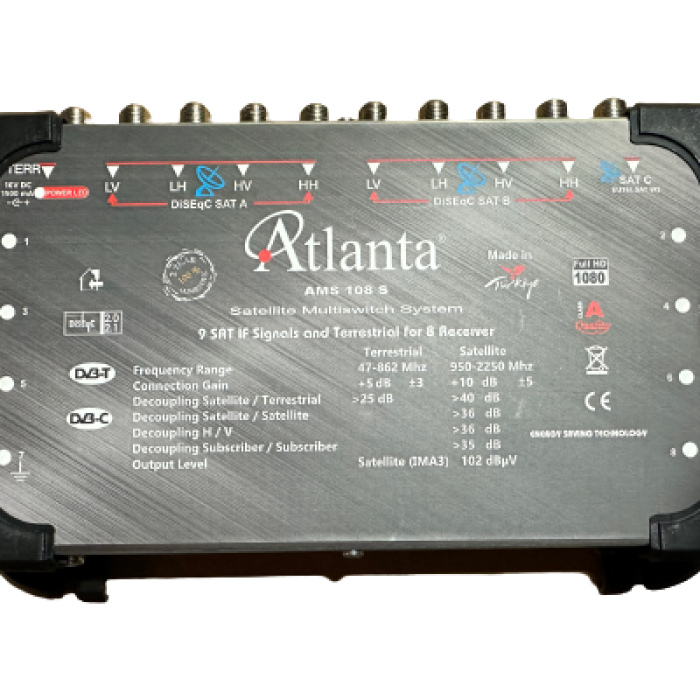 Atlanta 10/8 10x8 Santral Merkezi Sistem Multiswitch ( Sonlu  ) + Adaptör