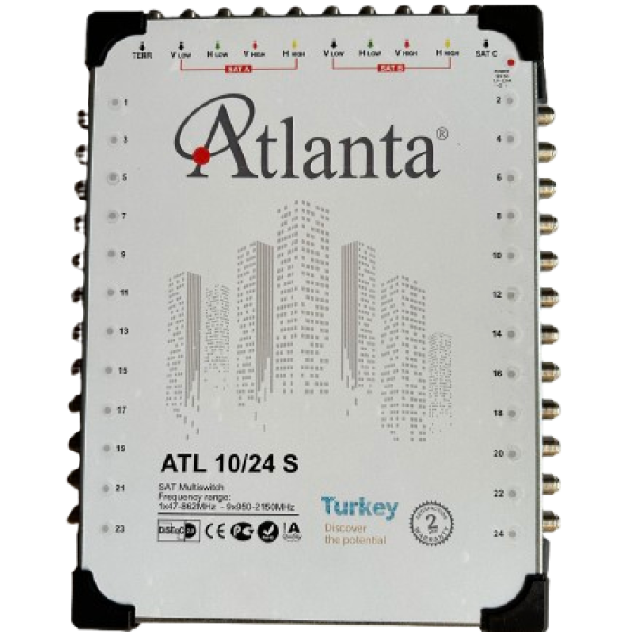 Atlanta 10/24 10x24 Santral Merkezi Sistem Multiswitch (Sonlu) + Adaptör