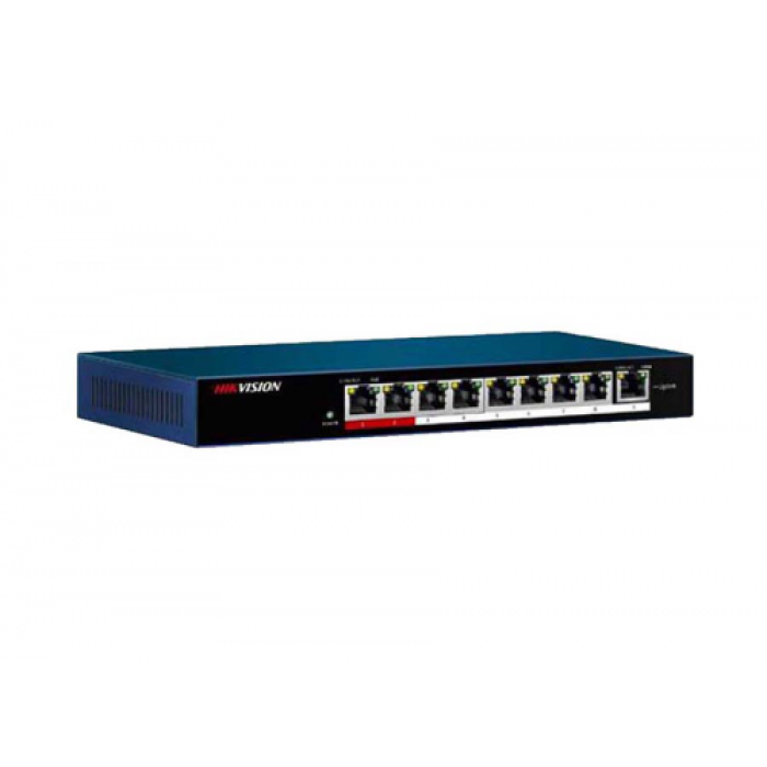 HIKVISION DS-3E0109P-E/M, 8Port, MegaBit, 8 Port PoE, 58W, +1 Port MegaBit Uplink, Yönetilemez, Masaüstü Switch