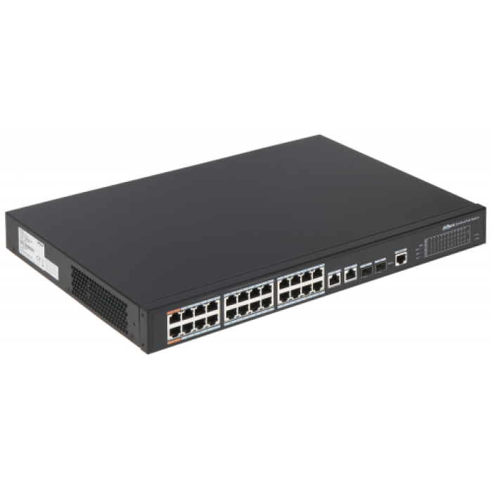 DAHUA PFS4226-24ET-360-V3, 24 Port, MegaBit, 24 Port PoE, 360W, +2 Port Combo SFP, +2 Port GigaBit Uplink, Yönetilebilir, Rack Mount Switch
