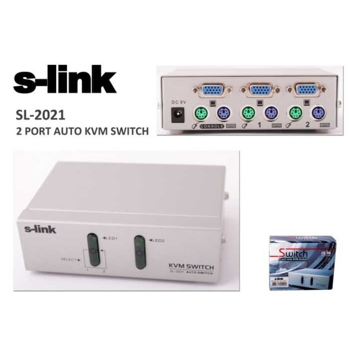 S-link SL-2021 2pc-1mn vga+ps-2 Manuel Kablolu Kvm Switch