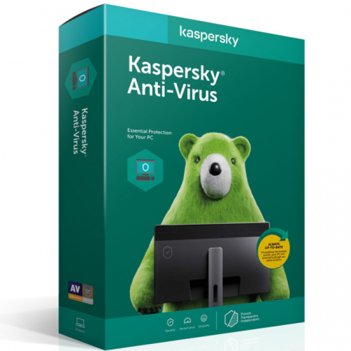 Kaspersky ANTIVIRUS 2 Kullanıcı, 1 YIL, Kutulu Ürün