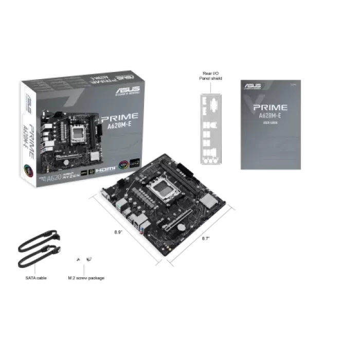 ASUS PRIME A620M-E, 2xDDR5, 1x M.2, D-SUB, HDMI, DP, AMD Ryzen 7000 Serisi, AM5 Soket Anakart