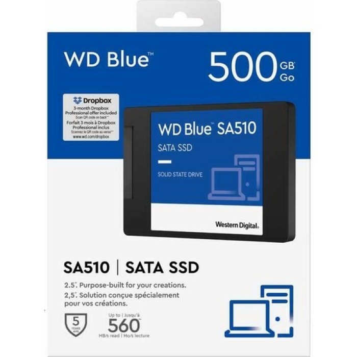 Wd 500GB Blue WDS500G3B0A 2.5 560MB-530MB-S Sata SSD Harddisk