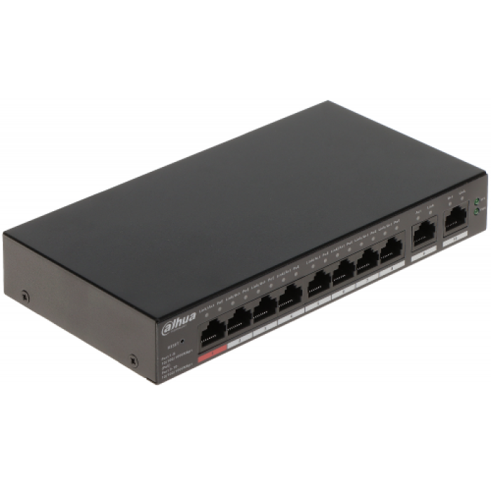 DAHUA CS4010-8GT-110, 8 Port, Gigabit, 8 Port PoE, 110W, +2 Port Uplink, Cloud Yönetilebilir, Switch