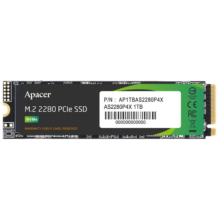 Apacer 1TB AS2280P4X 2100-1700MB-s NVMe PCIe M.2 SSD Disk (AP1TBAS2280P4X-1)