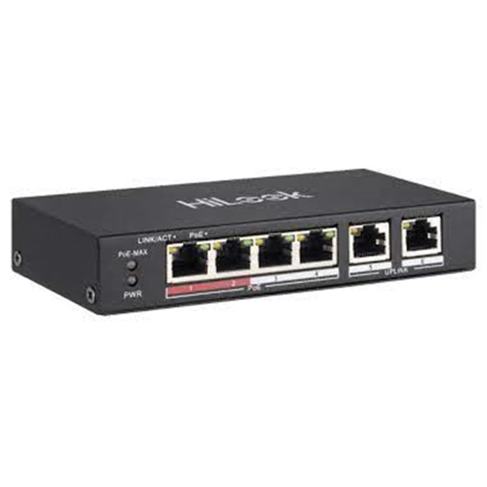Hilook NS-0106P-35 4 Port PoE, 60W, +2 Port Megabit Uplink Switch
