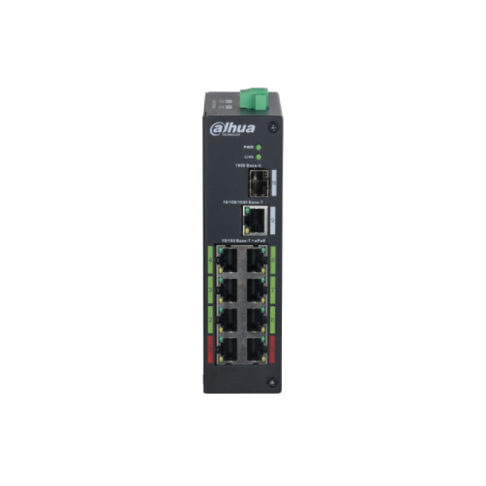 DAHUA LR2110-8ET-120, 10Port, Megabit, 8 Port PoE, 120W, +1 Port Uplink, 1 Port SFP Endüstriyel Switch
