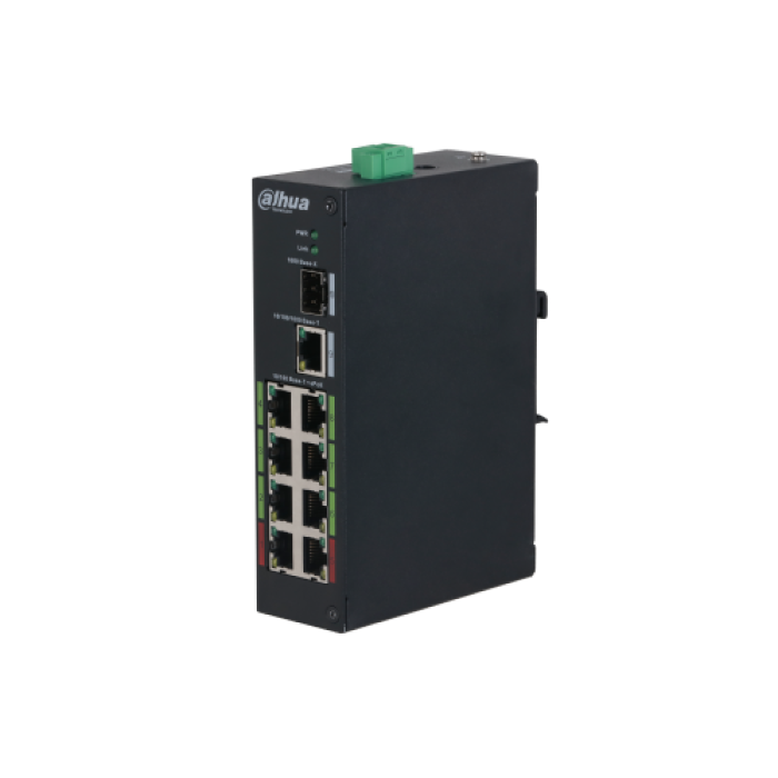 DAHUA LR2110-8ET-120, 10Port, Megabit, 8 Port PoE, 120W, +1 Port Uplink, 1 Port SFP Endüstriyel Switch