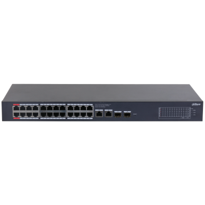 DAHUA CS4228-24GT-375 28Port, Gigabit, 24 Port PoE, 375W, +2 Port Uplink, +2 Port SFP Gigabit Combo, Cloud Yönetilebilir, Switch