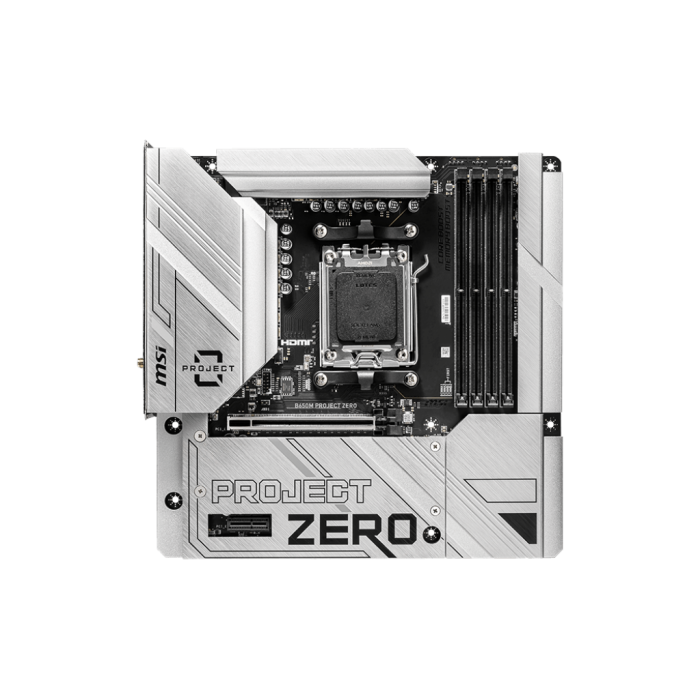 MSI B650M PROJECT ZERO AM5 DDR5 7600MHZ(OC) HDMI DP M.2 USB3.2 2.5G LAN WI-FI 6E mATX