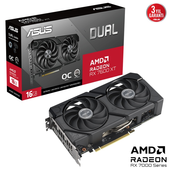 Asus DUAL-RX7600XT-O16G Gaming Ekran Kartı