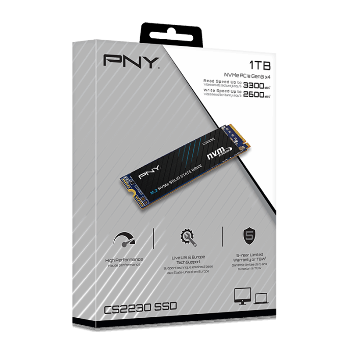 PNY CS2230 1 TB 3300/2600 NVMe PCIe M.2 SSD (M280CS2230-1TB-RB)