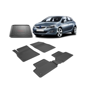 Opel Asta J Sedan 2009-2019 4.5D Sahler Paspas ve Rizline 3D Bagaj Havuzu Siyah