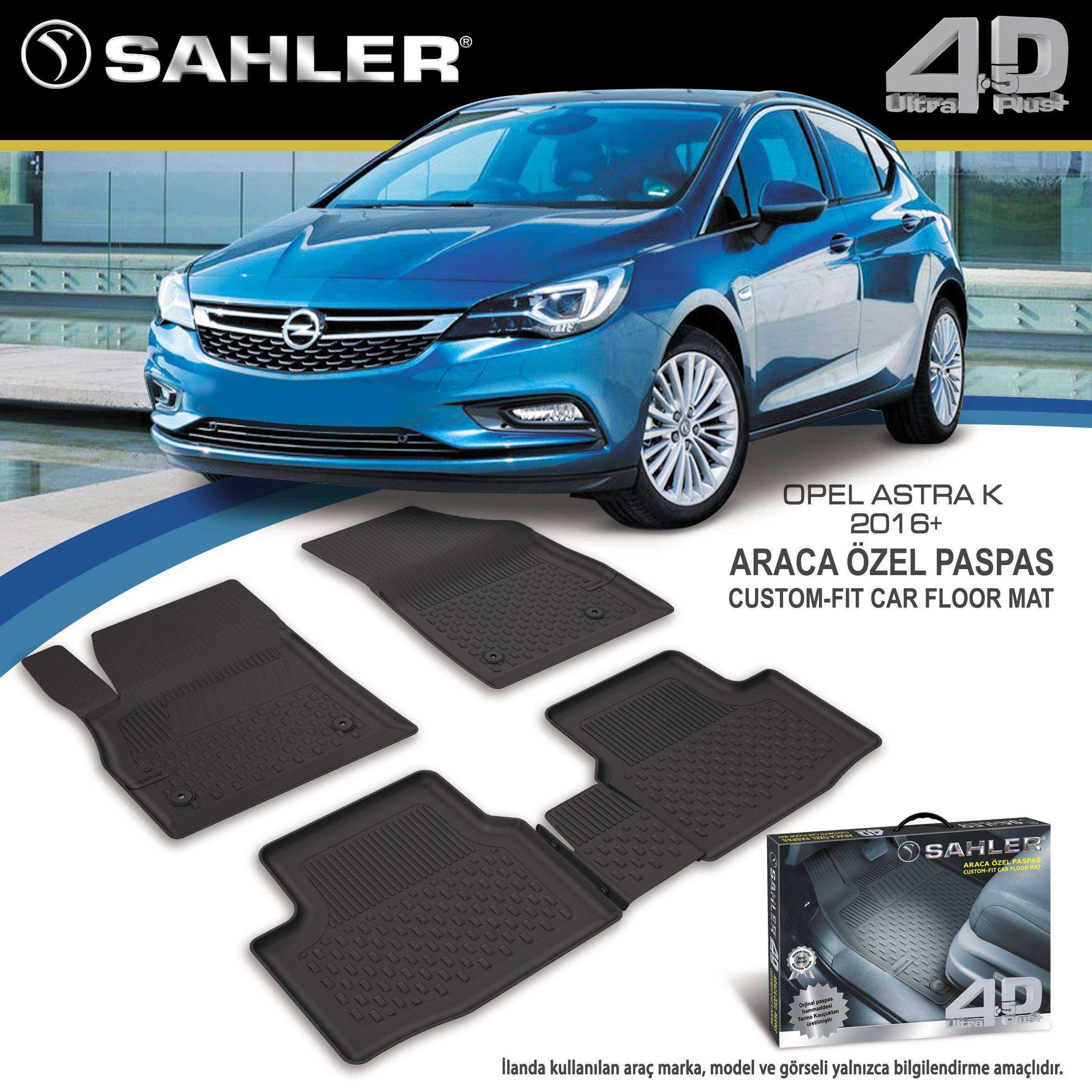 Sahler Opel Astra K 2015 +  4.5D Havuzlu Paspas Siyah