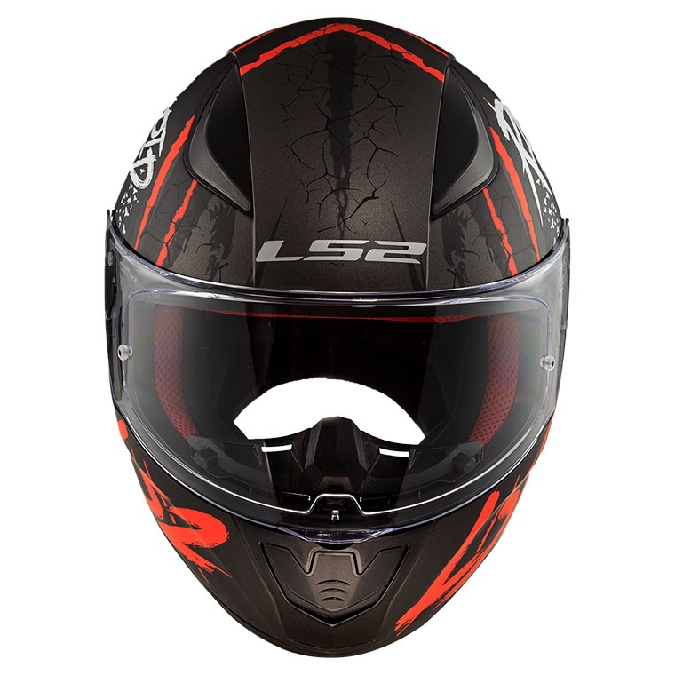 LS2 RAPID RAVEN MAT SİYAH-BEYAZ-KIRMIZI KASK XXL