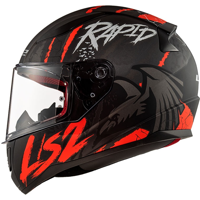 LS2 RAPID RAVEN MAT SİYAH-BEYAZ-KIRMIZI KASK XXL