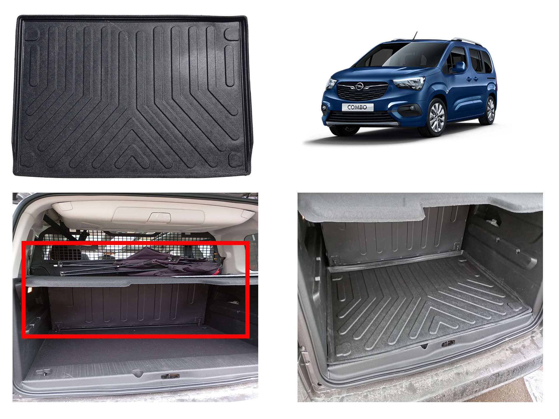 Rizline Opel Combo 2019+ Seperatörlü3D Bagaj Havuzu Siyah