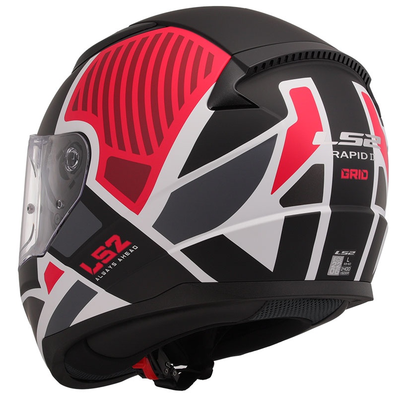 LS2 RAPID 2 GRID MAT BEYAZ-KIRMIZI KASK XXL