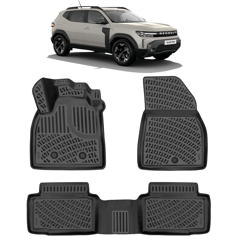 Rizline Renault Duster Eco G & E-Tech Full Hybrit 4x2 2024 Sonrası  3D Havuzlu Paspas Siyah