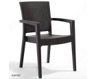 Novussi Liverno Rattan Masa Koltuk Takımı 90x150 Camlı Kahverengi