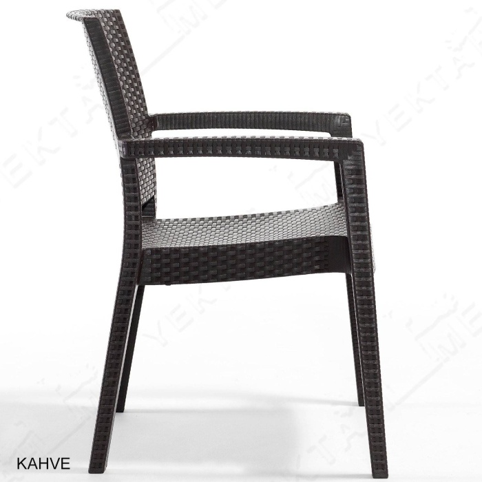 Novussi Liverno Rattan Masa Koltuk Takımı 90x150 Camlı Kahverengi