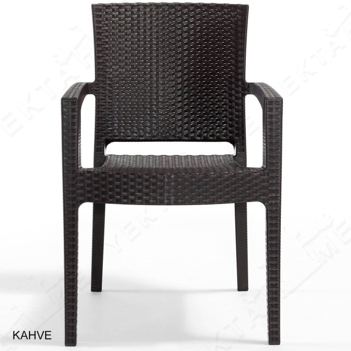 Novussi Liverno Rattan Masa Koltuk Takımı 90x150 Camlı Kahverengi