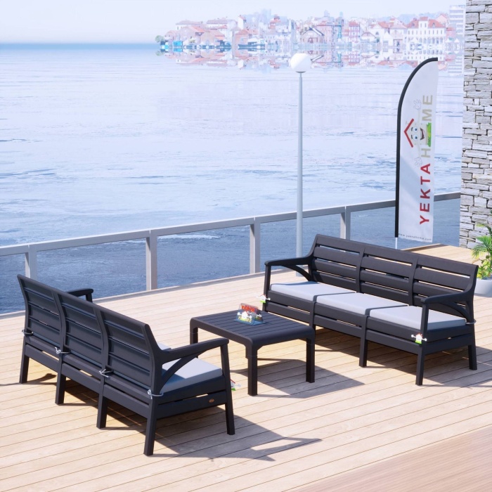 Holiday Milano Bahçe Takımı Oturma Grubu Balkon Seti Antrasit