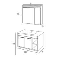 ZQDENKO LATTE 85 CM ALT-UST MODUL RETRO GUMUS