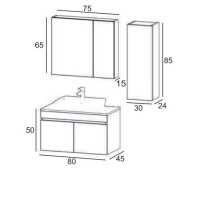 ZQDENKO ETNA 80 CM BANYO DOLABI ALT-UST KUL GRI