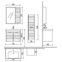 ZQDENKO MOSTAR 70 CM BANYO DLB.ALT-UST MAT GRI