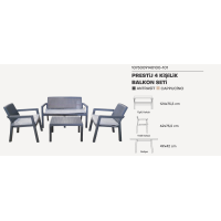 PRESTIJ 4 KISILIK BALKON SET ANTRASIT