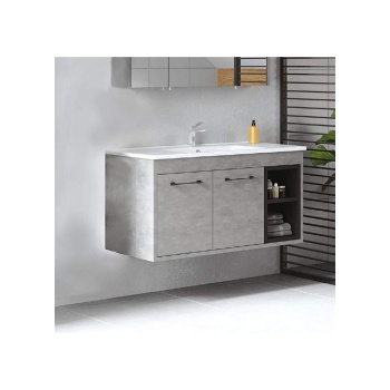 DENKO LATTE 85 CM ALT MODÜL RETRO GÜMÜŞ + SERAMİK LAVABO