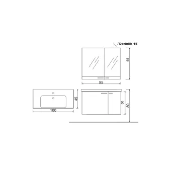 DENKO TERRA 100 ALT MODÜL ALİZE + LAVABO