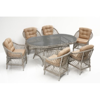 NOVA RATTAN YEMEK SETİ (861) 90X180 MASA + 6 KOLTUK