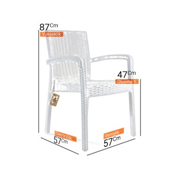 BHX CAMLI ORJ 90X150 MASA + 6 BHX ORJ RATTAN KOLTUK BEYAZ