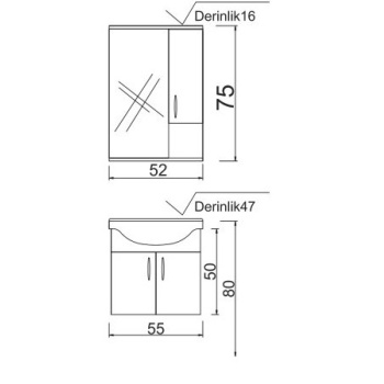 ZQDENKO AKYAZI 65 CM BANYO DOLABI ALT-UST MODUL BEYAZ