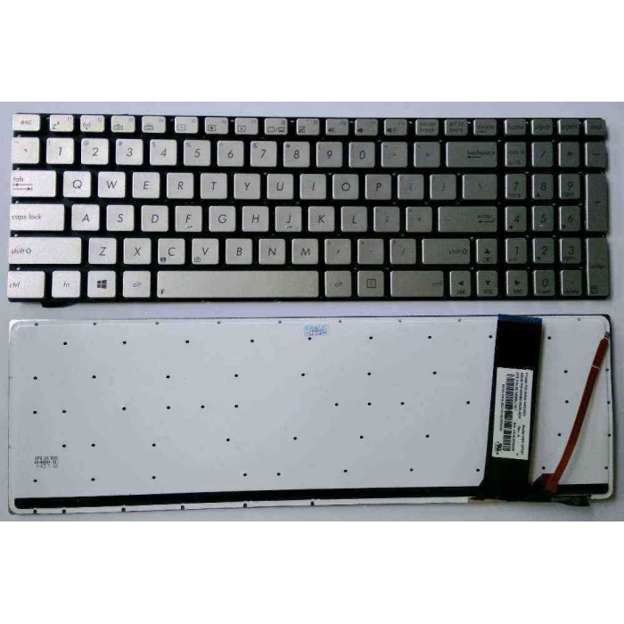 Asus N550, N550J N550JA, N550JK N550JV, N550JX N550L, N550LF, N750, N750J, N750JV N750JK Asus Rog G550, G550J G550JK, G550JX G56J, G56JK, G56JR GL550J U500, U500V U500VZ, Q550, Q550L Q550LF, Klavye Işıklı Silver Gri, Notebook Klavyesi