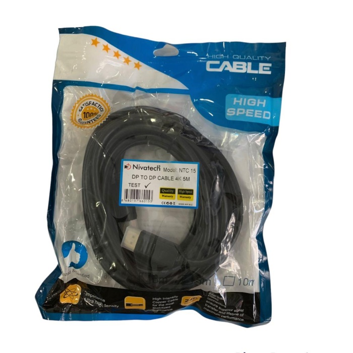 DP TO DP CABLE 4K M/M 5M, HİGH İNTENSİTY CABLE HDTV VGA USB CAT5/6 Nivatec