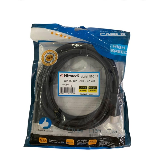 DP TO DP CABLE 4K M/M 3M, HİGH İNTENSİTY CABLE HDTV VGA USB CAT5/6 Nivatec