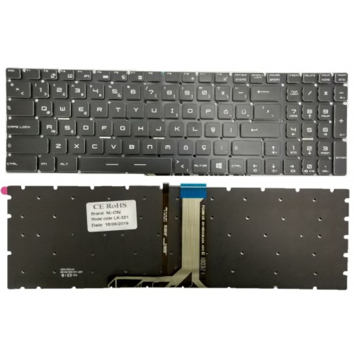 MSI GS70 2PC-484TR Siyah TR Tek renk aydınlatmalı Notebook Klavyesi