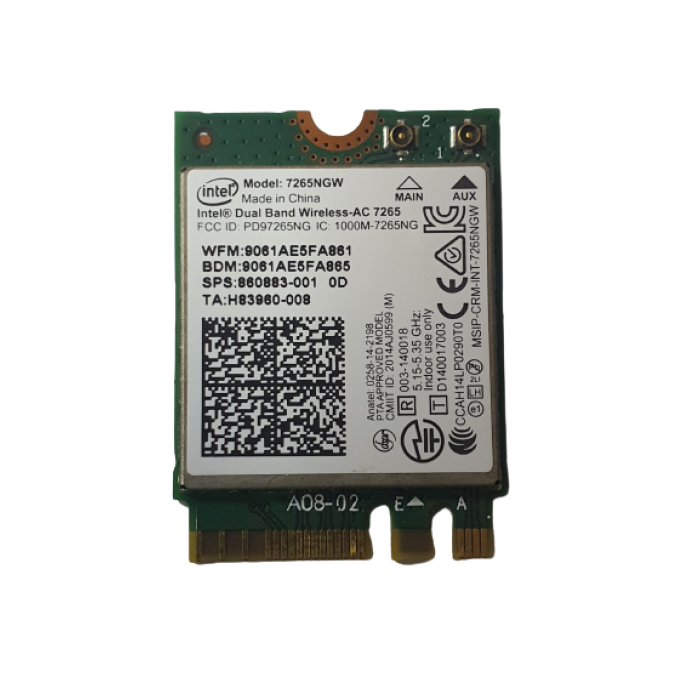 Intel Dual Band Wireless-AC 7265NGW 802.11ac 5GHz 867 Mbps Notebook WiFi Card 15-cb