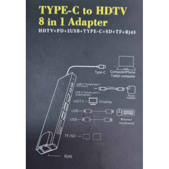 TYPE-C TO HDTV 8 IN 1 NTC 8 IN 1 ADAPTÖR