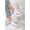 Beyaz Mavi Sneakers Yüksek Tabanlı 5 Cm Spor Ayakkabı